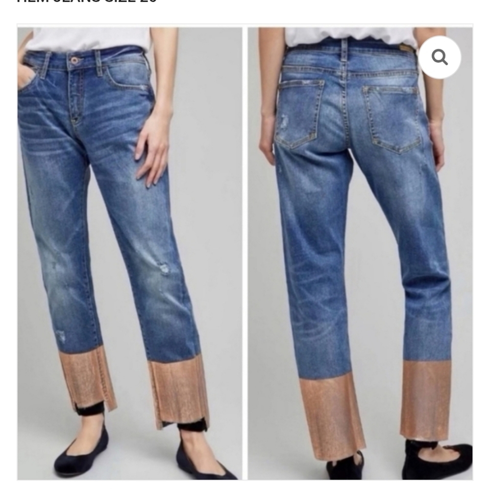 Pilcro Slim Boyfriend Midrise Metallic Hem Jean, 29P